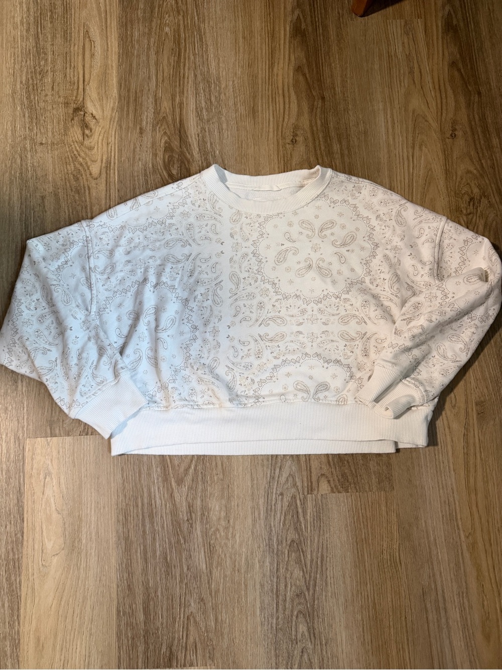 Aerie White Bandana-Print Cropped Sweatshirt- S